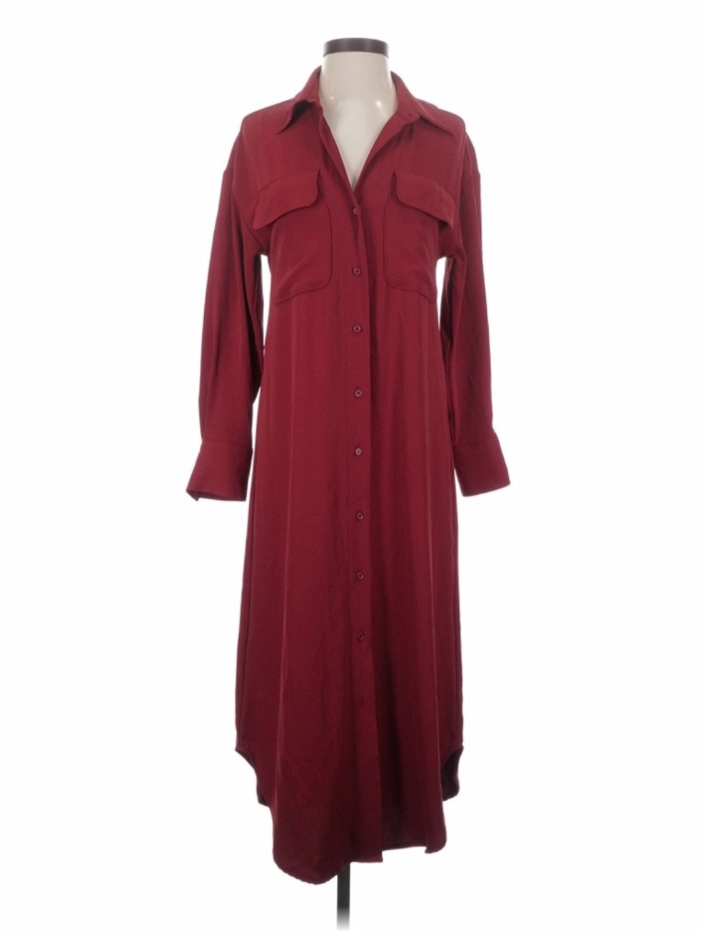 Banana Republic Wine Red MIDI Shirt Dress belt, size XS